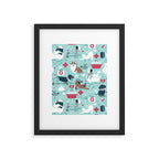 Veterinary medicine, happy and healthy friends // aqua background Framed Art Print Gallery Image 6
