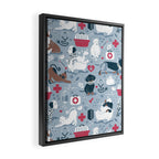 Veterinary medicine, happy and healthy friends // pastel blue background Framed Canvas Print Gallery Image 2