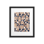 Whimsical Gingerbread Christmas Village // blue and brown Framed Art Print Gallery Image 5