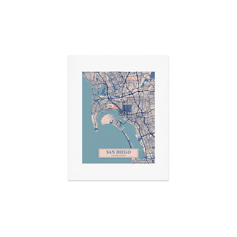 San diego vintage city map Art Print Gallery Image 1