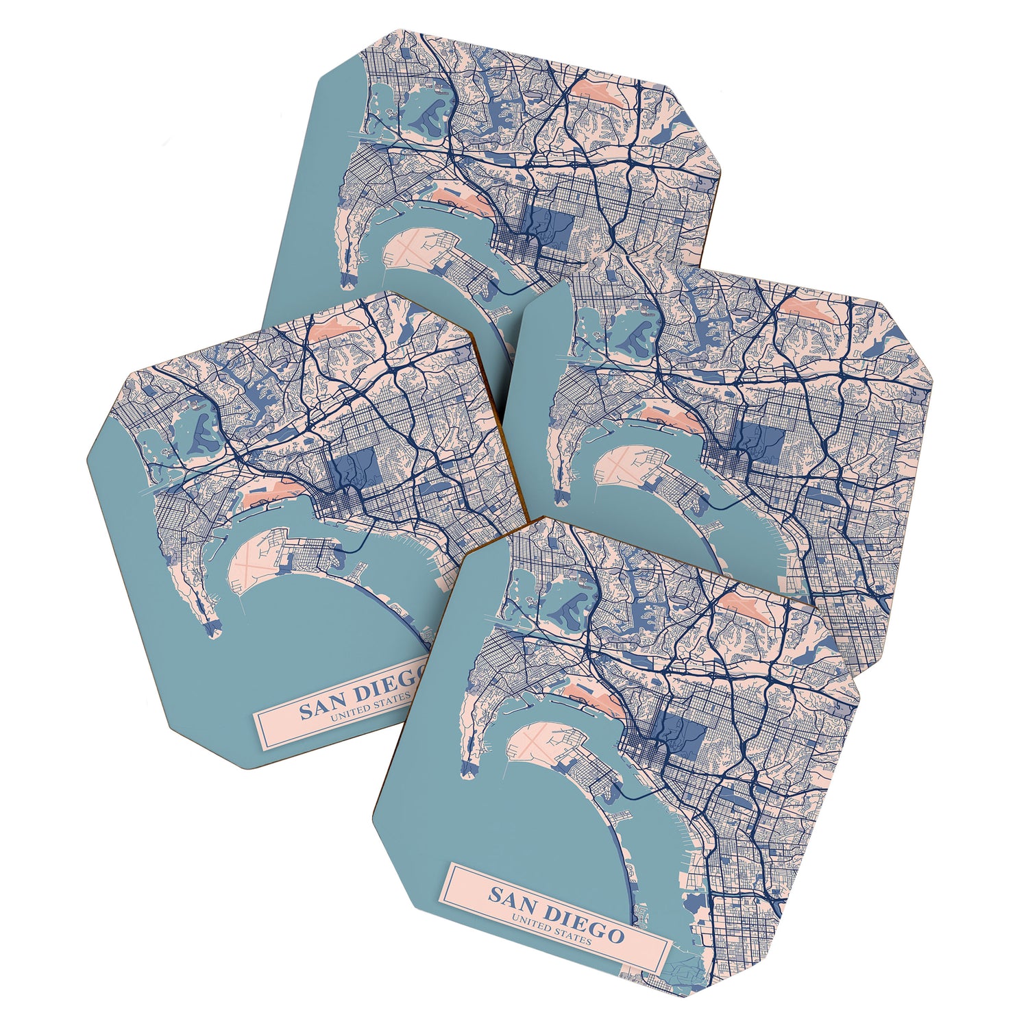 San diego vintage city map Coaster Gallery Image 1