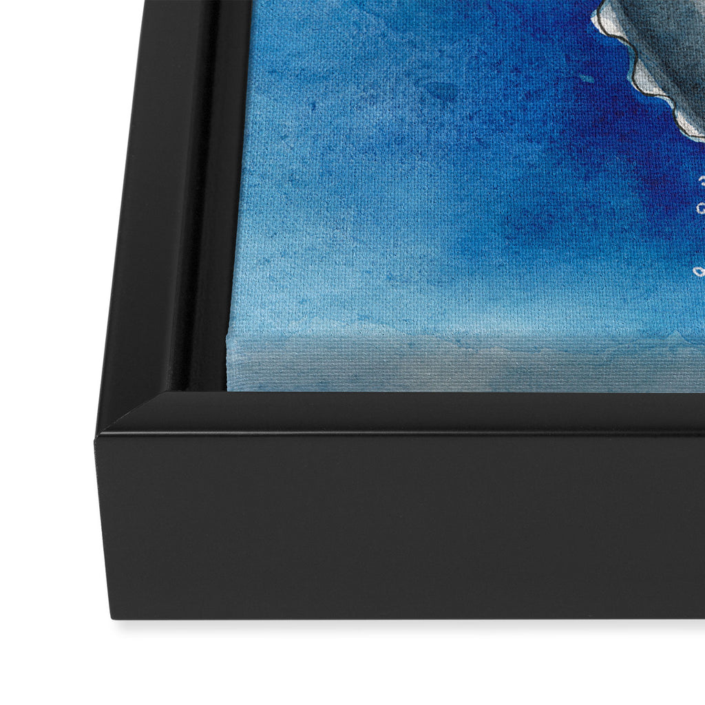 Humpback Whale and Bubbles Watercolor Ink Framed Canvas Print Gallery Image 3