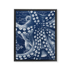 Octopus Vintage Map Blue Nautical Art Framed Canvas Print Gallery Image 8