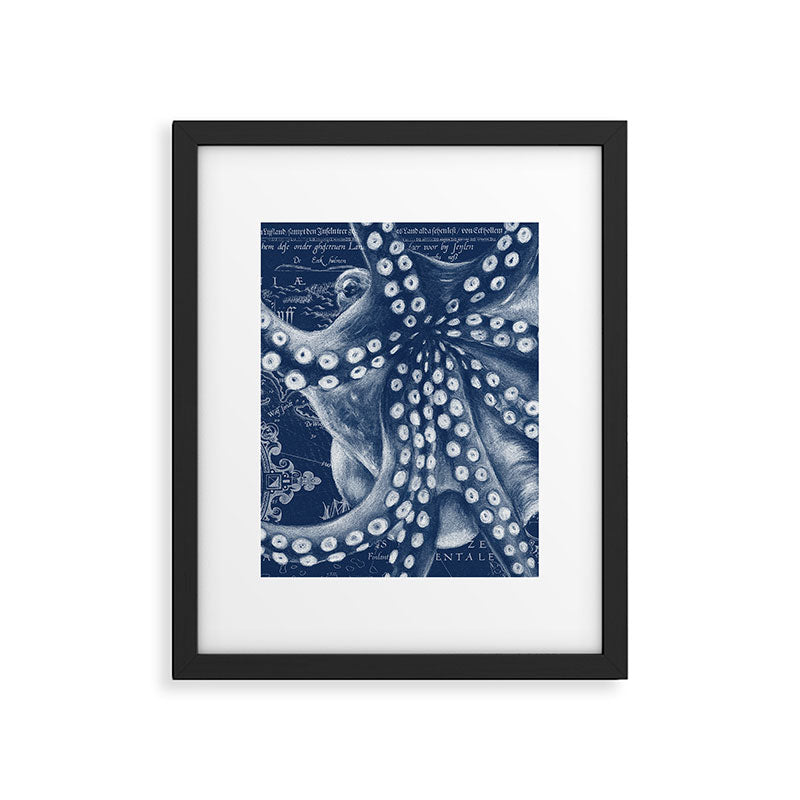 Octopus Vintage Map Blue Nautical Art Framed Art Print Gallery Image 6