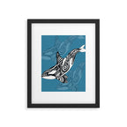 Orca Whale Tribal Ink Blue Black Indigo Art Framed Art Print Gallery Image 6