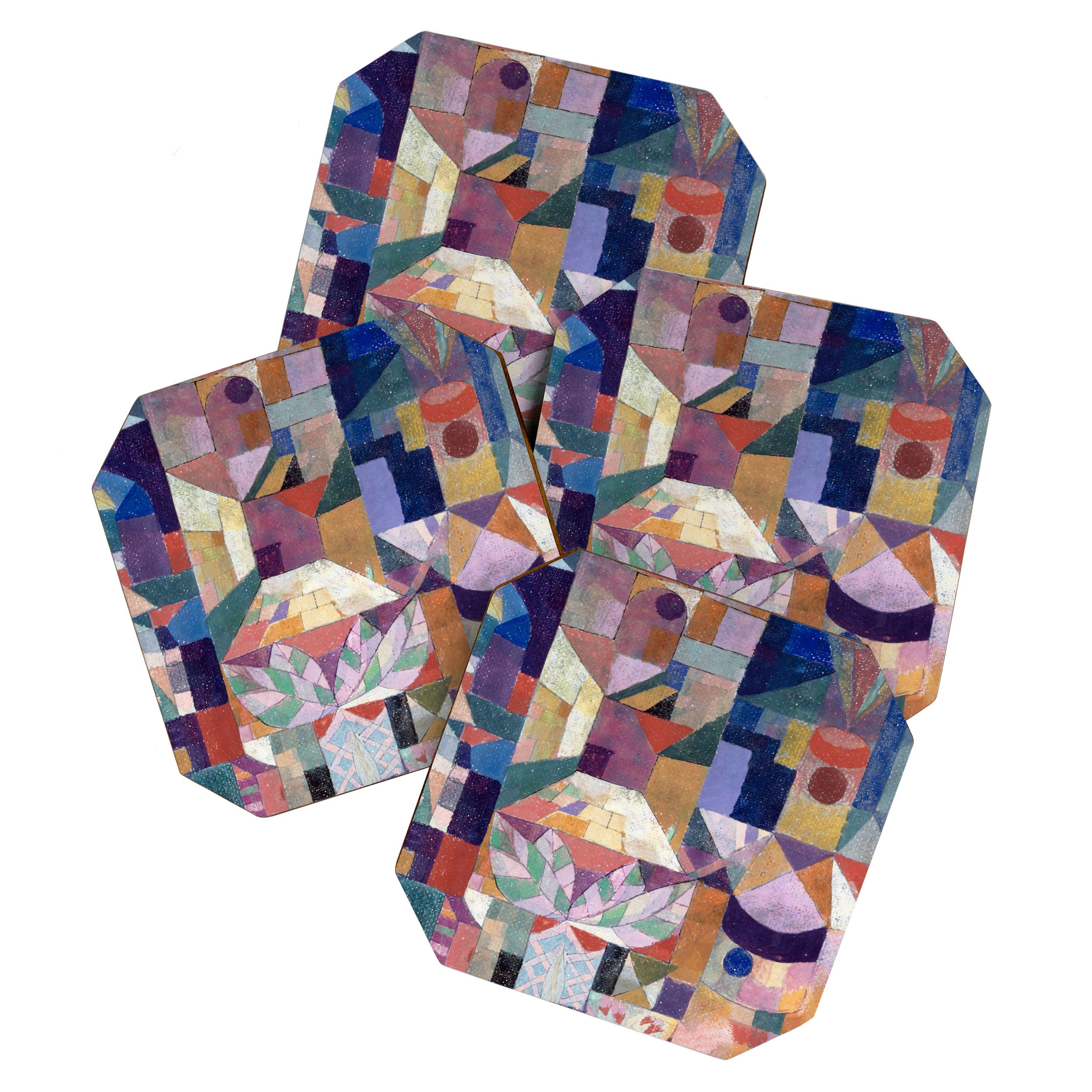 Blue Geometric Cubist Abstract Desin Coaster Gallery Image 1