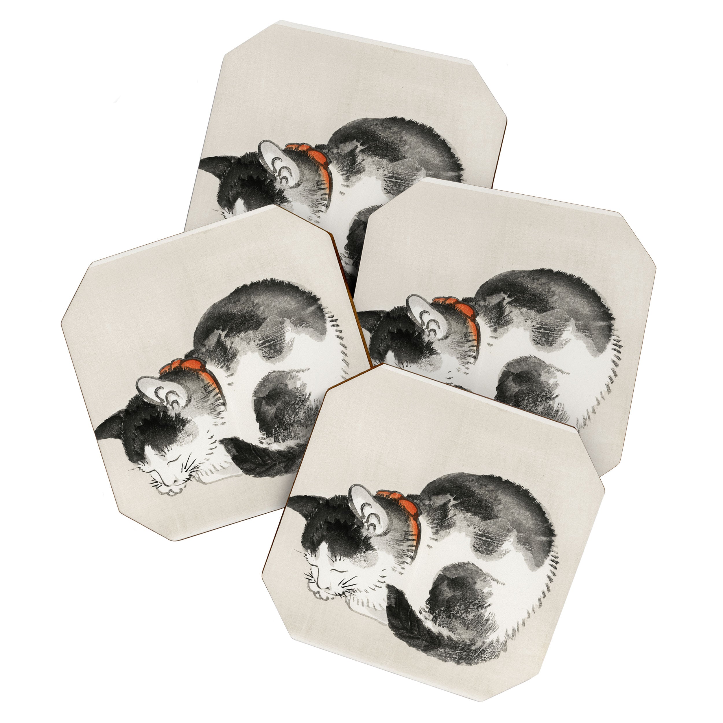 Sleeping cat by KÅno Bairei Coaster Gallery Image 1