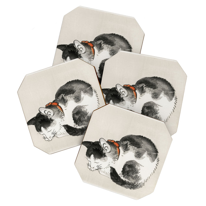 Sleeping cat by KÅno Bairei Coaster Gallery Image 1