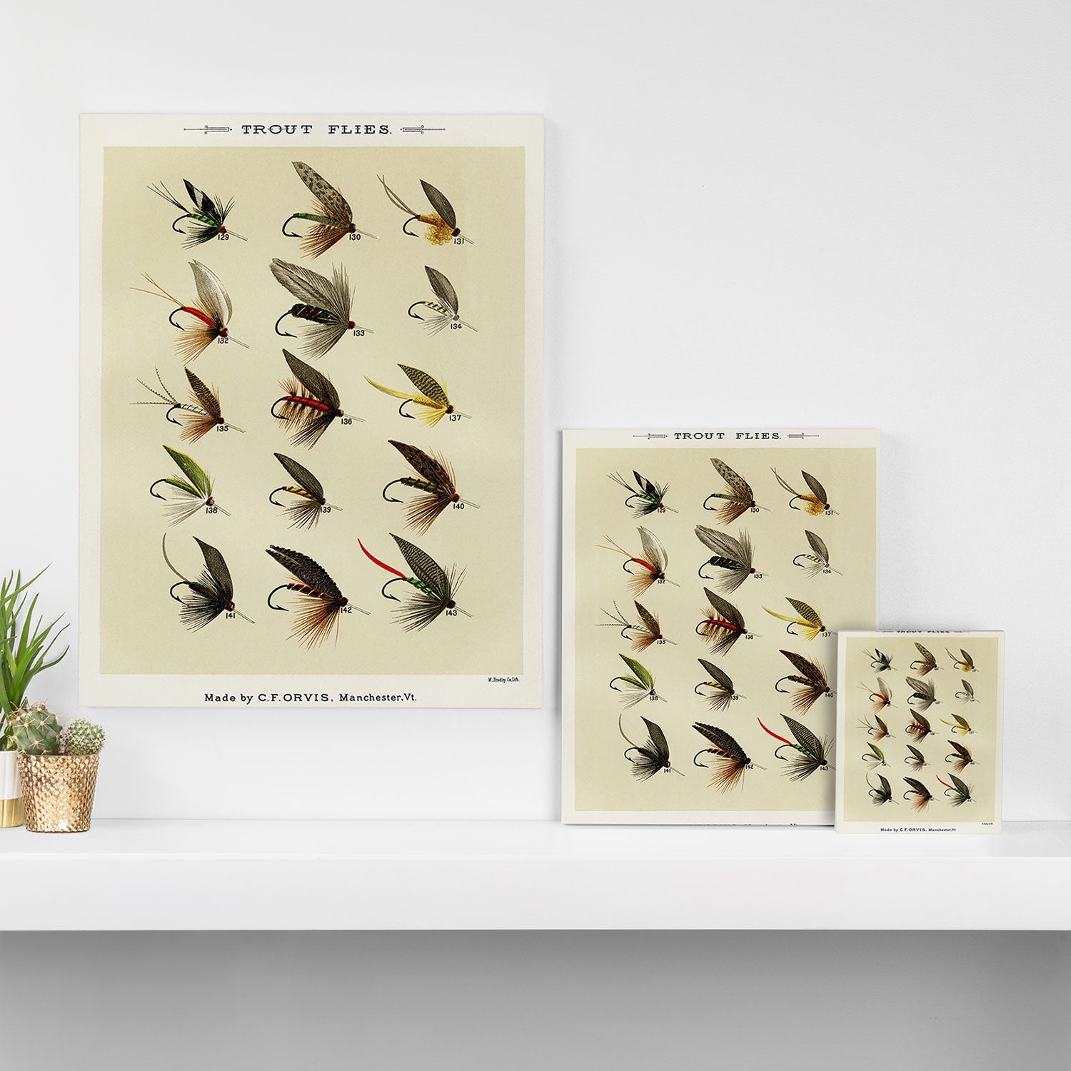 Vintage Fly Fishing Print - Trout Flies Canvas Print Gallery Image 3