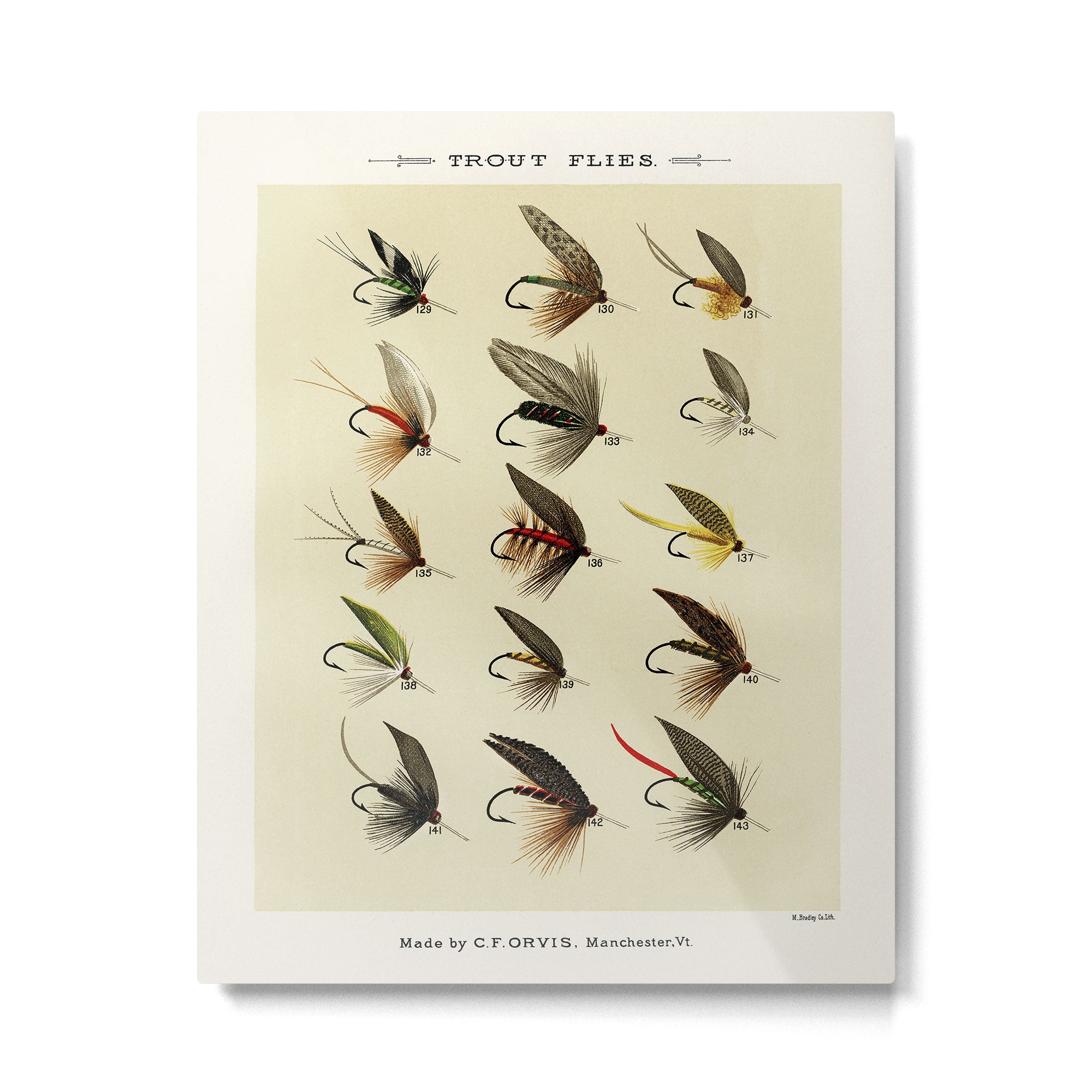 Vintage Fly Fishing Print - Trout Flies Metal Print Gallery Image 4