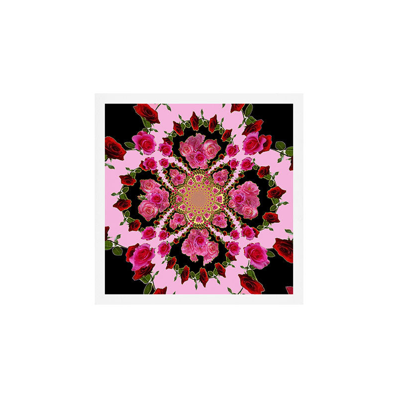 BLACK-PINK GARDEN ROSES MANDALA Art Print Gallery Image 1