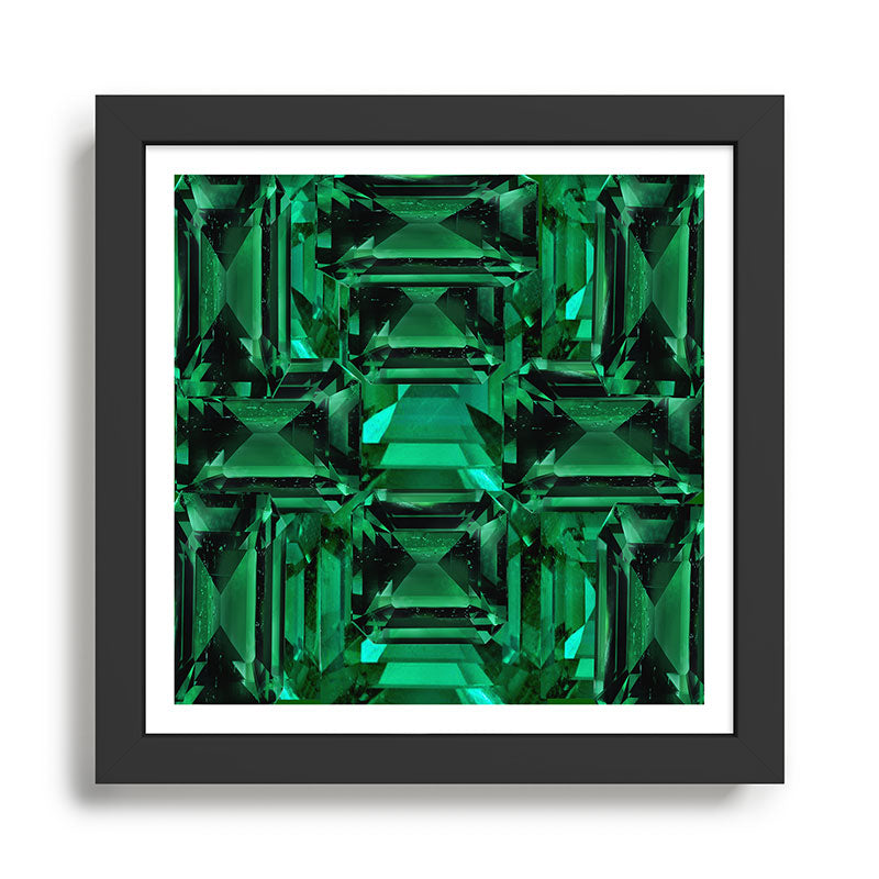 CLUSTERED FACETED EMERALD GREEN MAY GEMSTONES Framed Art Print Gallery Image 1