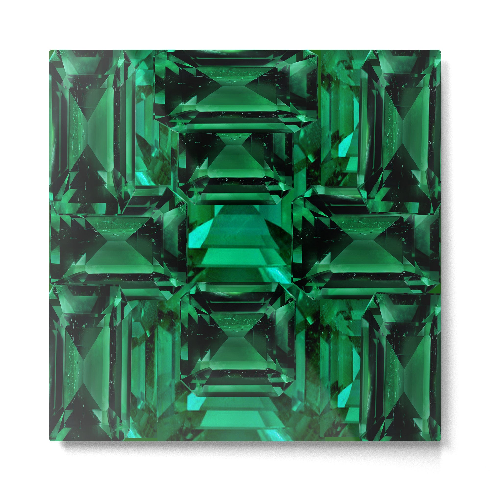 CLUSTERED FACETED EMERALD GREEN MAY GEMSTONES Metal Print Gallery Image 2
