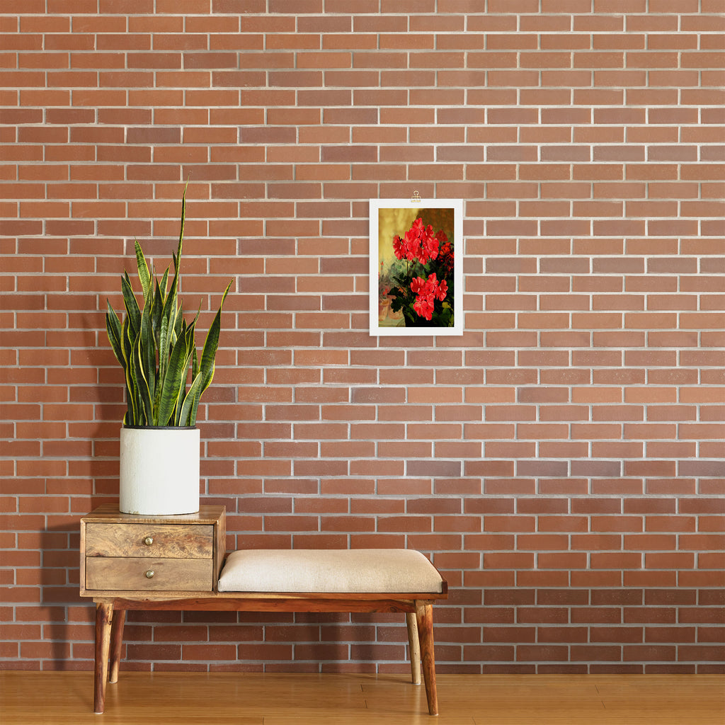 Decorative Red Geraniums  Floral Still Life Art Art Print Gallery Image 2