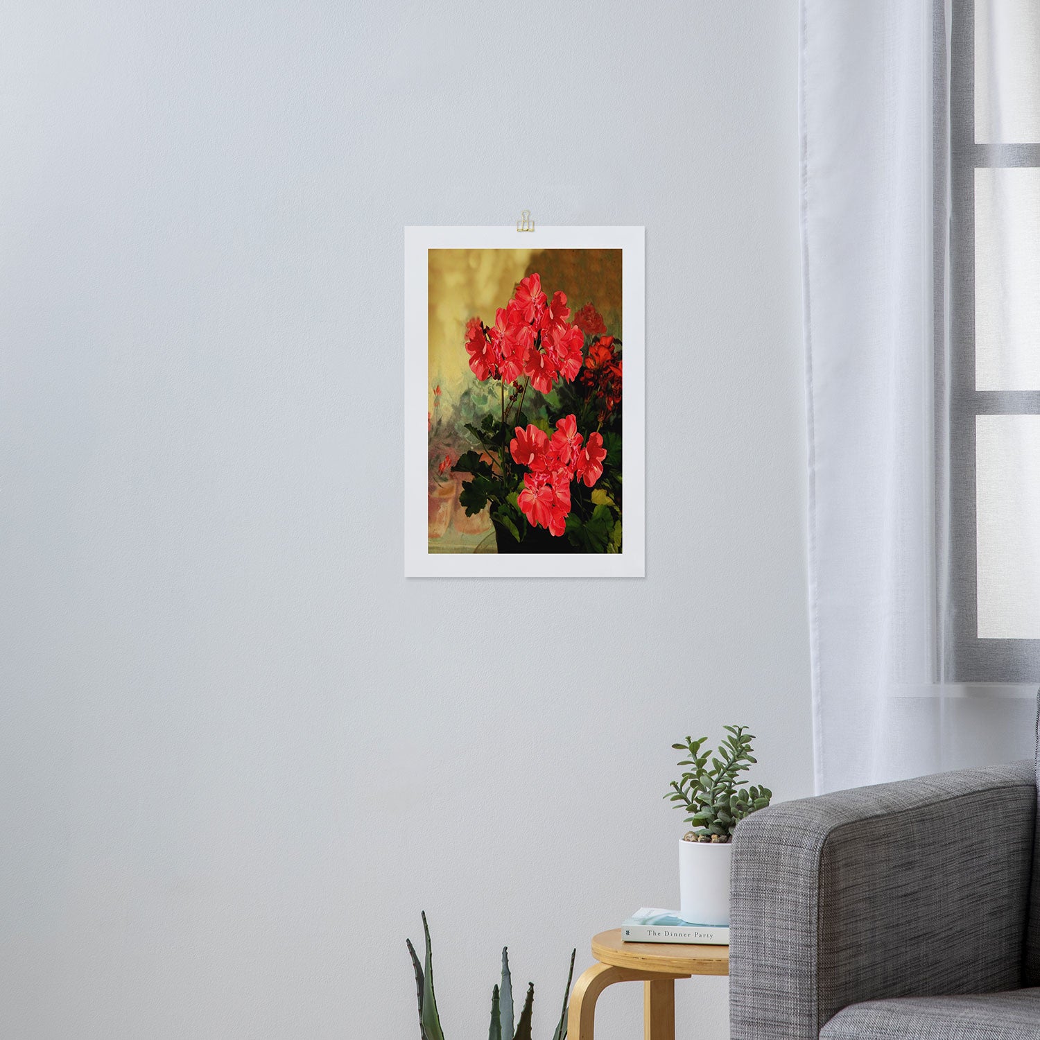 Decorative Red Geraniums  Floral Still Life Art Art Print Gallery Image 3