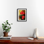 Decorative Red Geraniums  Floral Still Life Art Framed Art Print Gallery Image 2