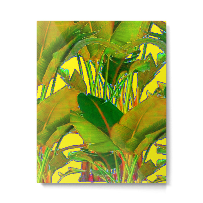 GOLDEN TROPICAL FOLIAGE GREEN & GOLD LEAVES AR Metal Print Gallery Image 1