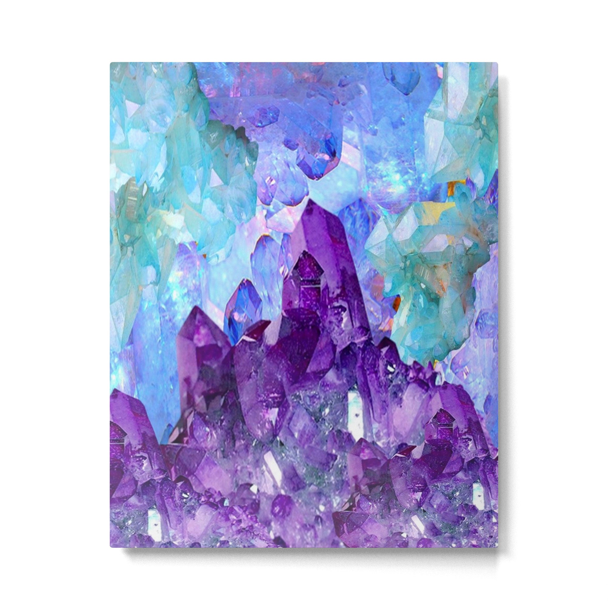PURPLE AMETHYST CRYSTALS & BLUE-GREEN AQUAMARINE Metal Print Gallery Image 6