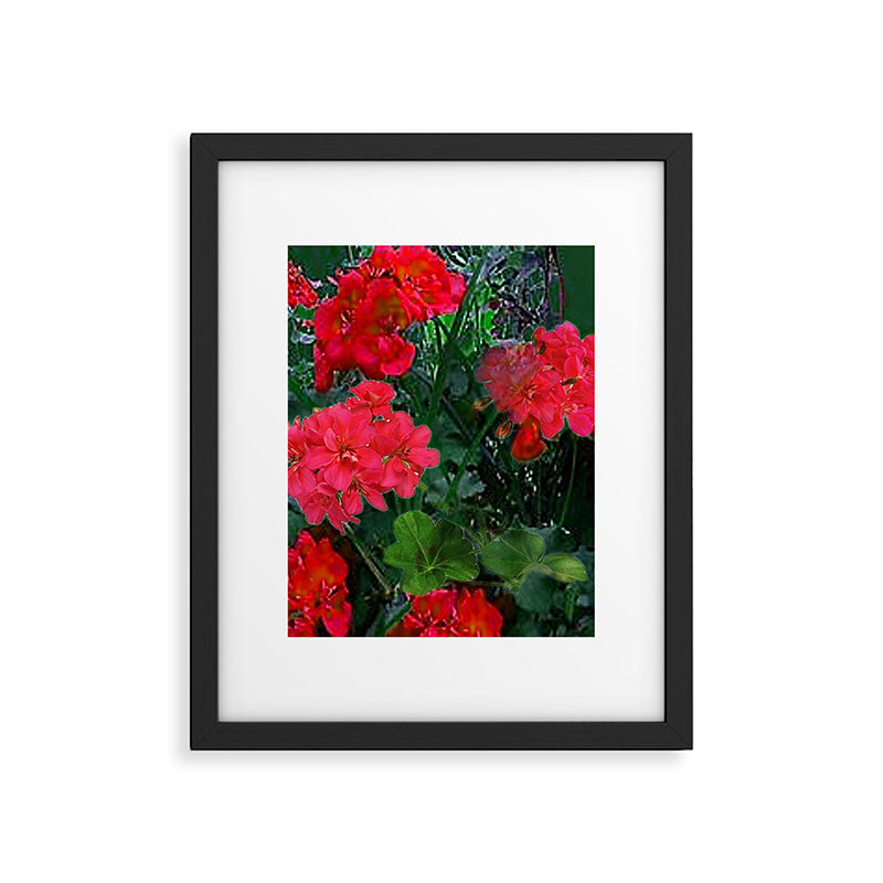 RED GERANIUMS GREEN GARDEN ART Framed Art Print Gallery Image 6