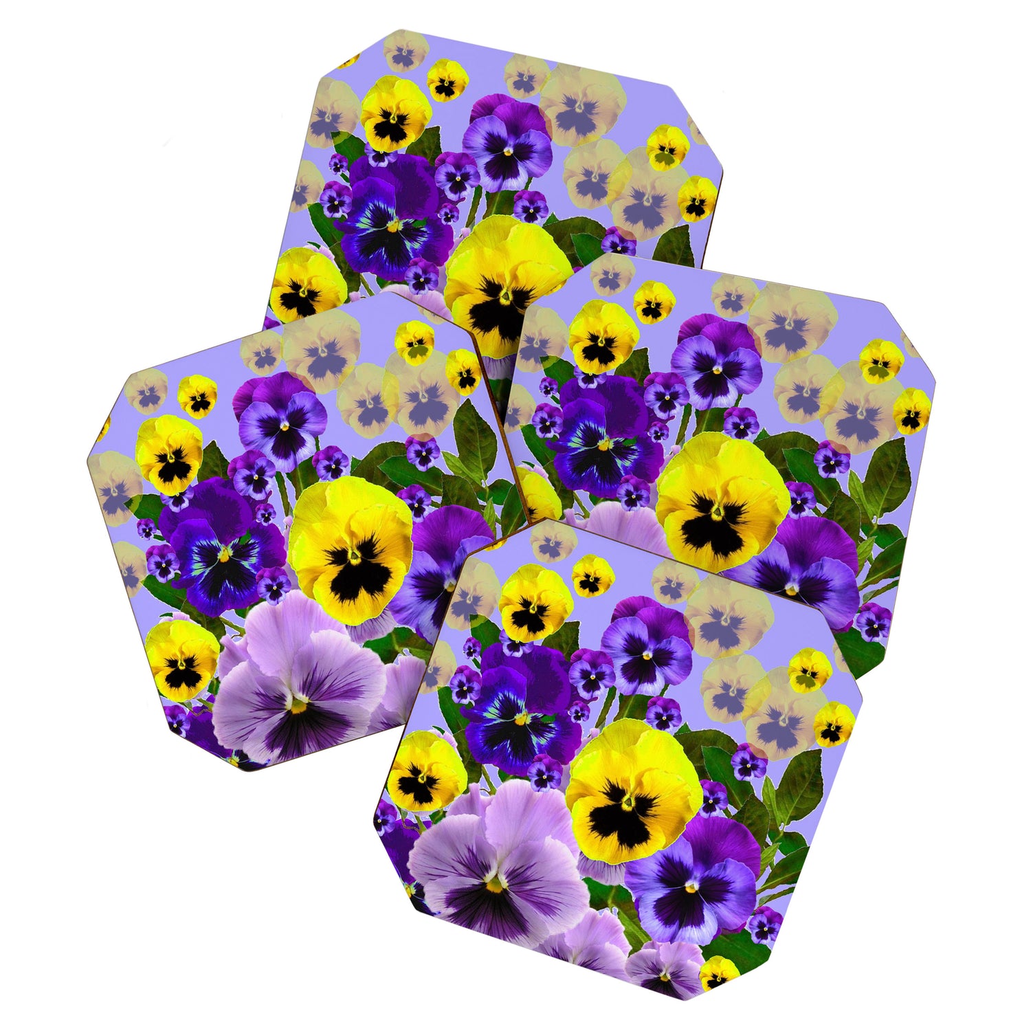 SPRING PURPLE & YELLOW PANSY FLOWERS Coaster Gallery Image 1