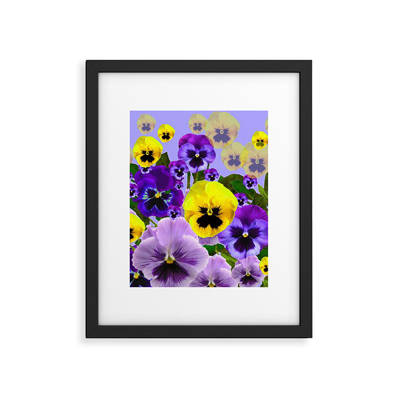 SPRING PURPLE & YELLOW PANSY FLOWERS Framed Art Print Gallery Image 6