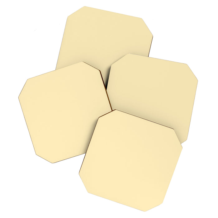 Lemon Honey Creme Pale Soft Yellow Solid Matte Colour Blocks Coaster Gallery Image 1