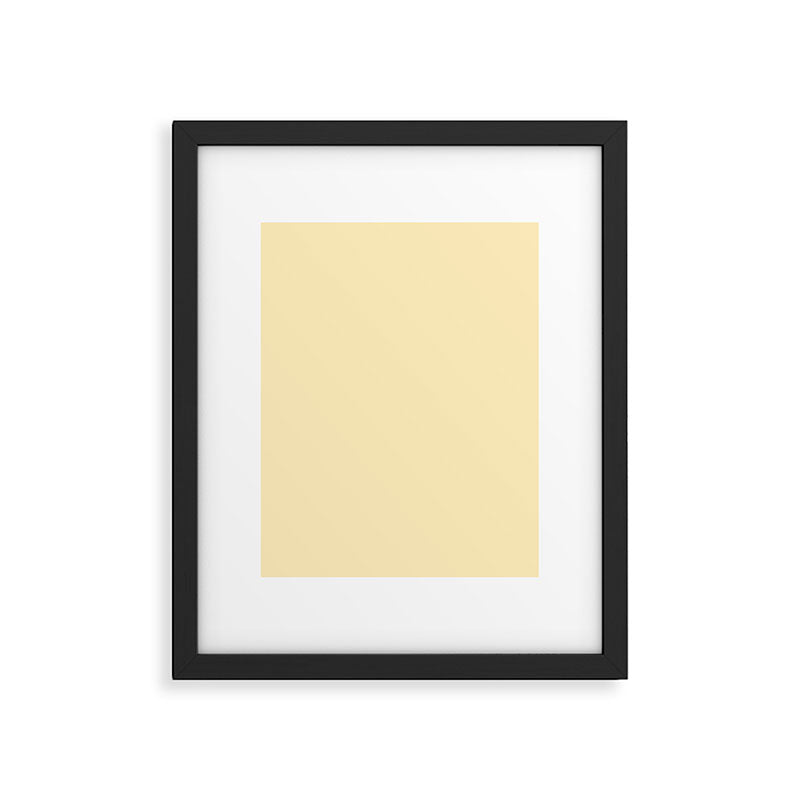 Lemon Honey Creme Pale Soft Yellow Solid Matte Colour Blocks Framed Art Print Gallery Image 6