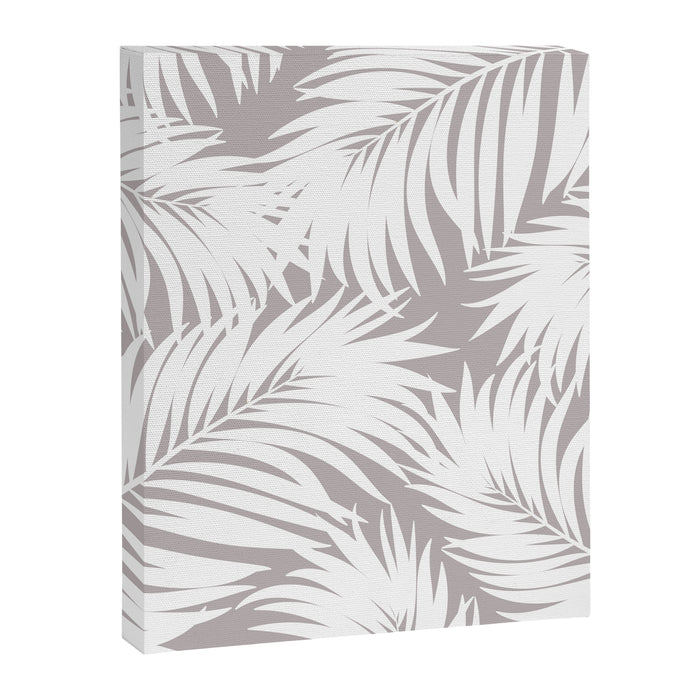 Palm Tree Fronds White on Soft Grey Hawaii Tropical Décor Canvas Print Gallery Image 1