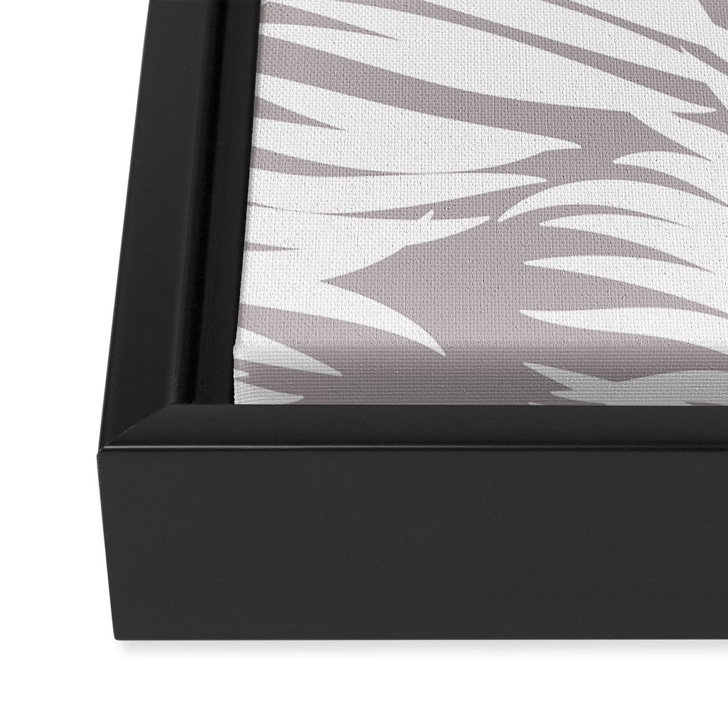 Palm Tree Fronds White on Soft Grey Hawaii Tropical Décor Framed Canvas Print Gallery Image 3