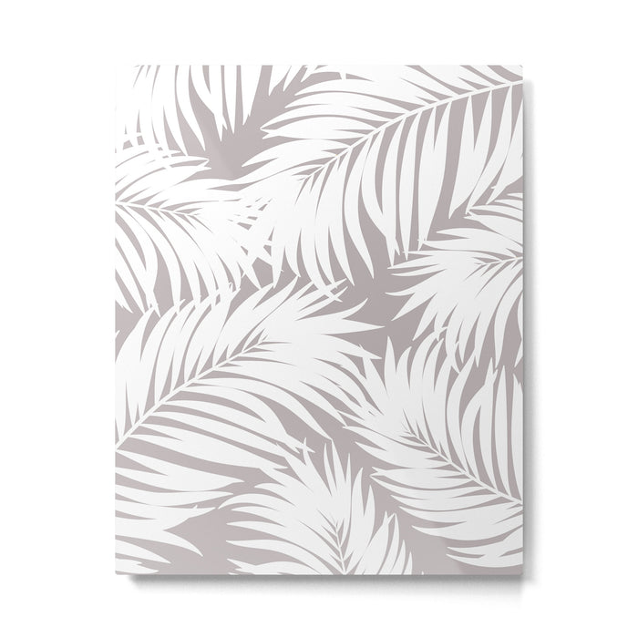 Palm Tree Fronds White on Soft Grey Hawaii Tropical Décor Metal Print Gallery Image 1