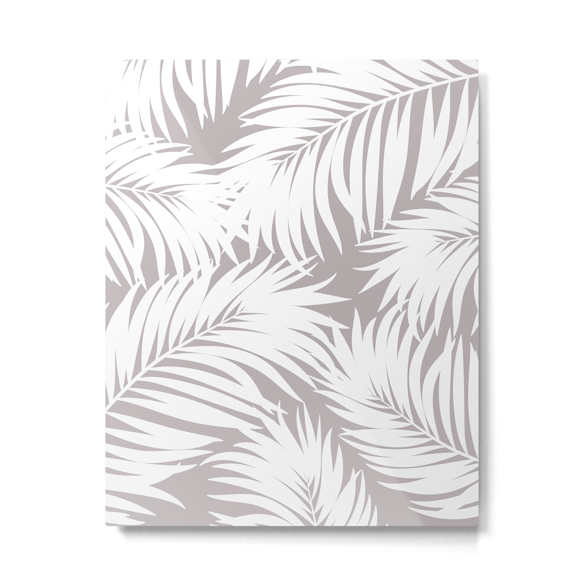 Palm Tree Fronds White on Soft Grey Hawaii Tropical Décor Metal Print Gallery Image 6