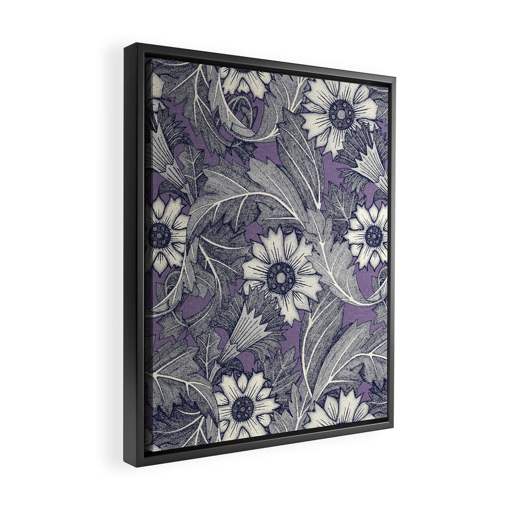 acanthus navy blue violet Framed Canvas Print Gallery Image 2