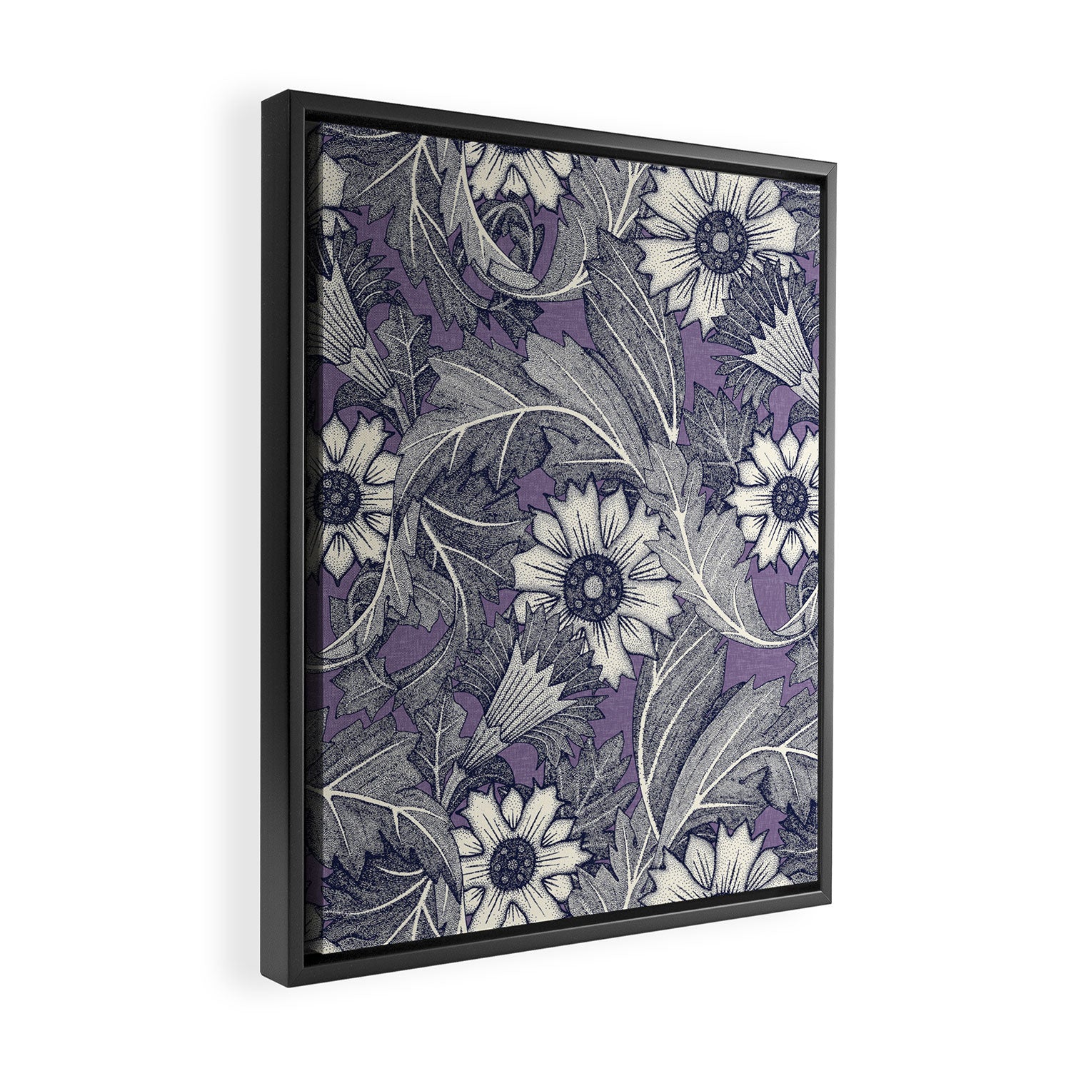 acanthus navy blue violet Framed Canvas Print Gallery Image 2