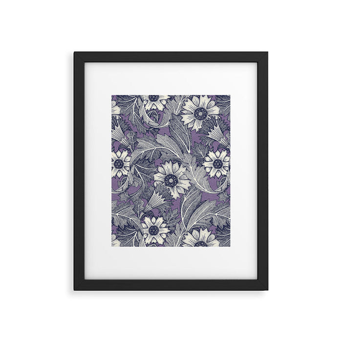 acanthus navy blue violet Framed Art Print Gallery Image 1