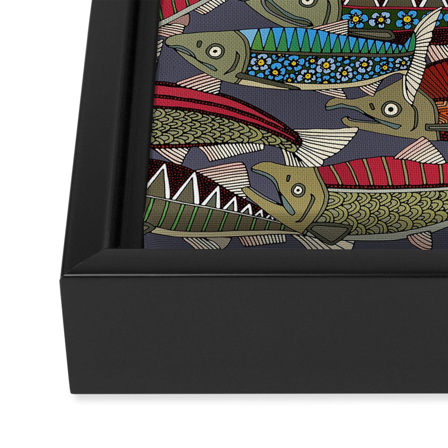 Alaskan salmon dusk Framed Canvas Print Gallery Image 3