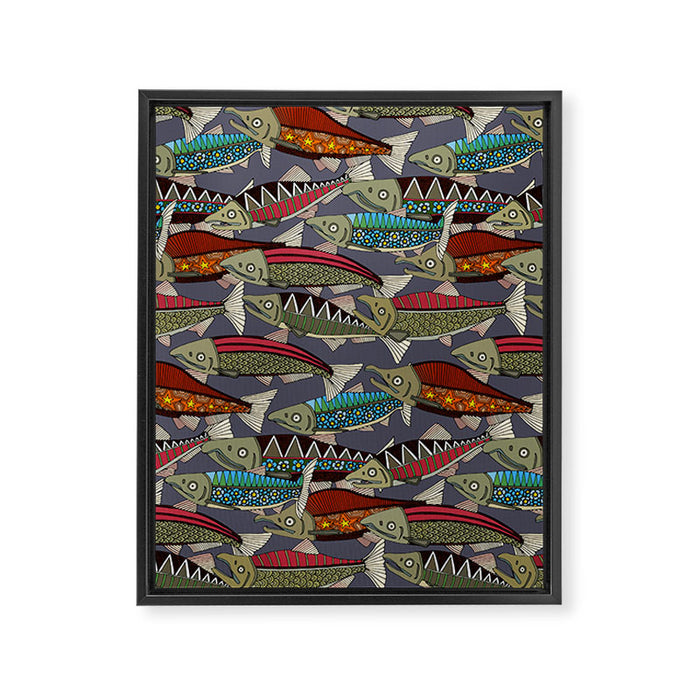 Alaskan salmon dusk Framed Canvas Print Gallery Image 1