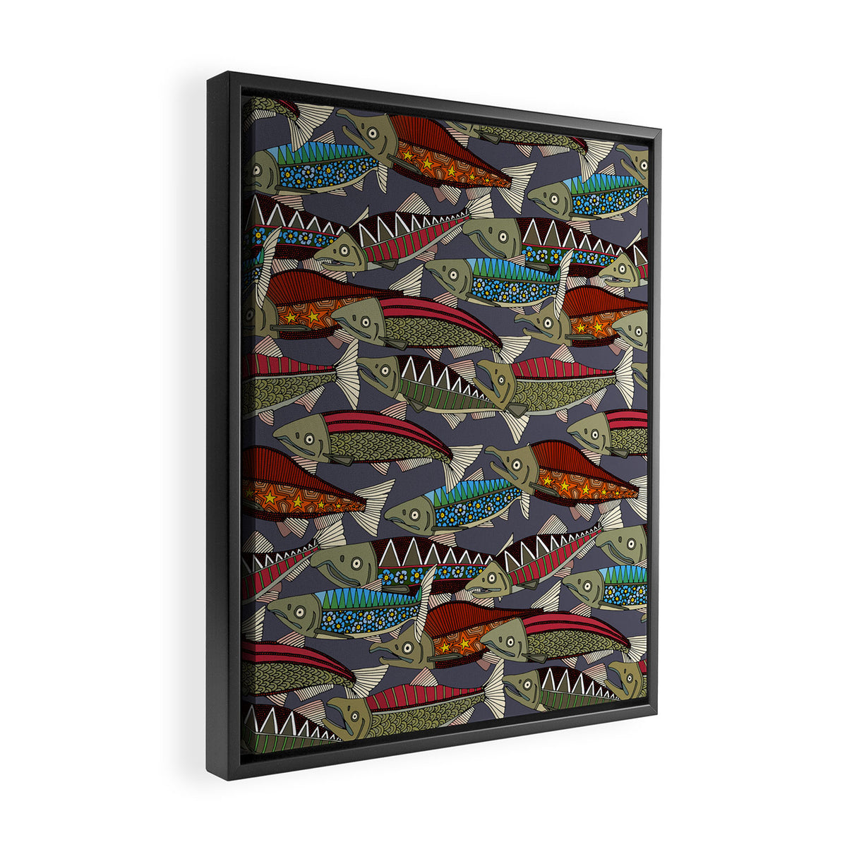 Alaskan salmon dusk Framed Canvas Print Gallery Image 2