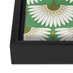 art deco cranes green Framed Canvas Print Gallery Image 3