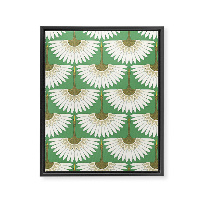 art deco cranes green Framed Canvas Print Gallery Image 8