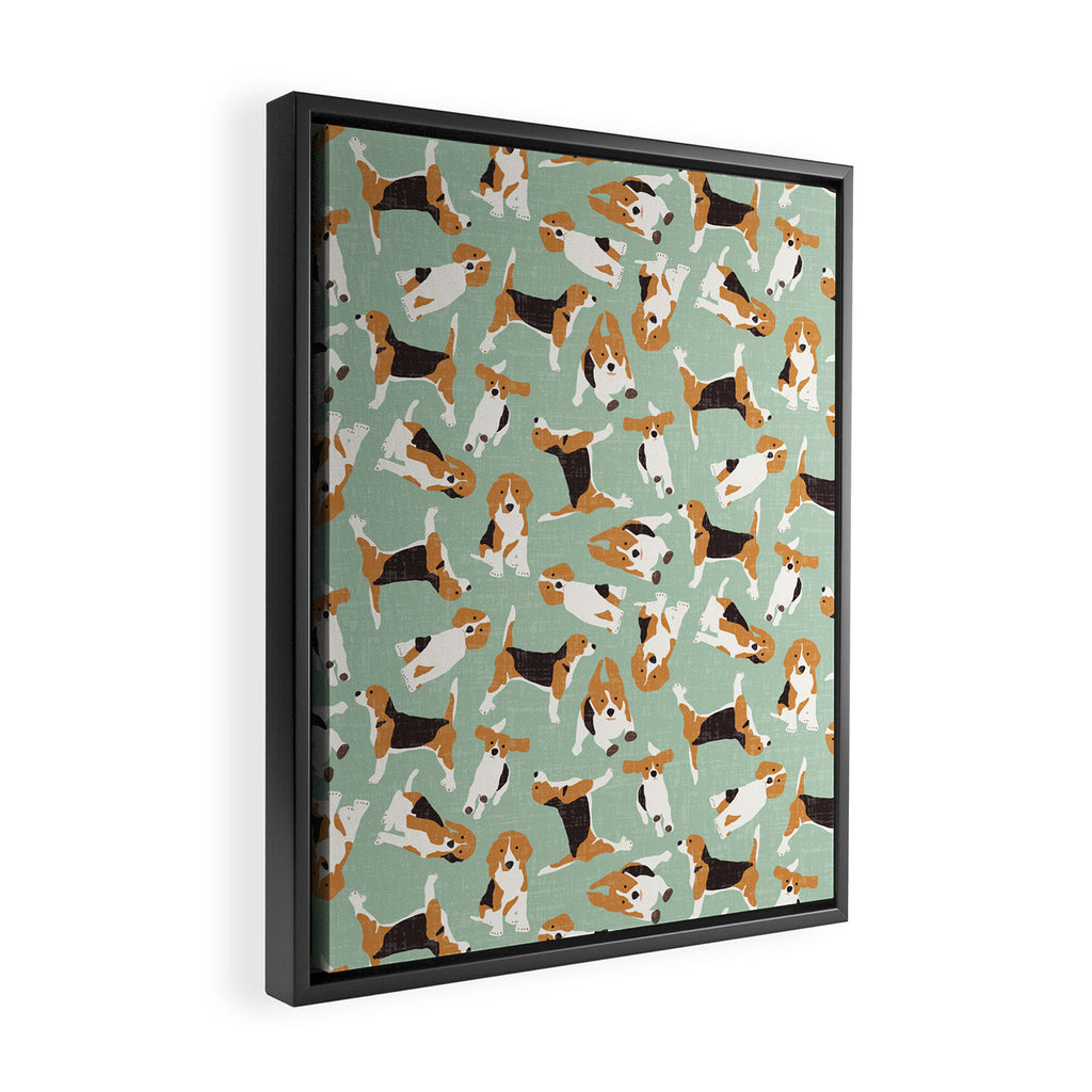 beagle scatter mint Framed Canvas Print Gallery Image 2