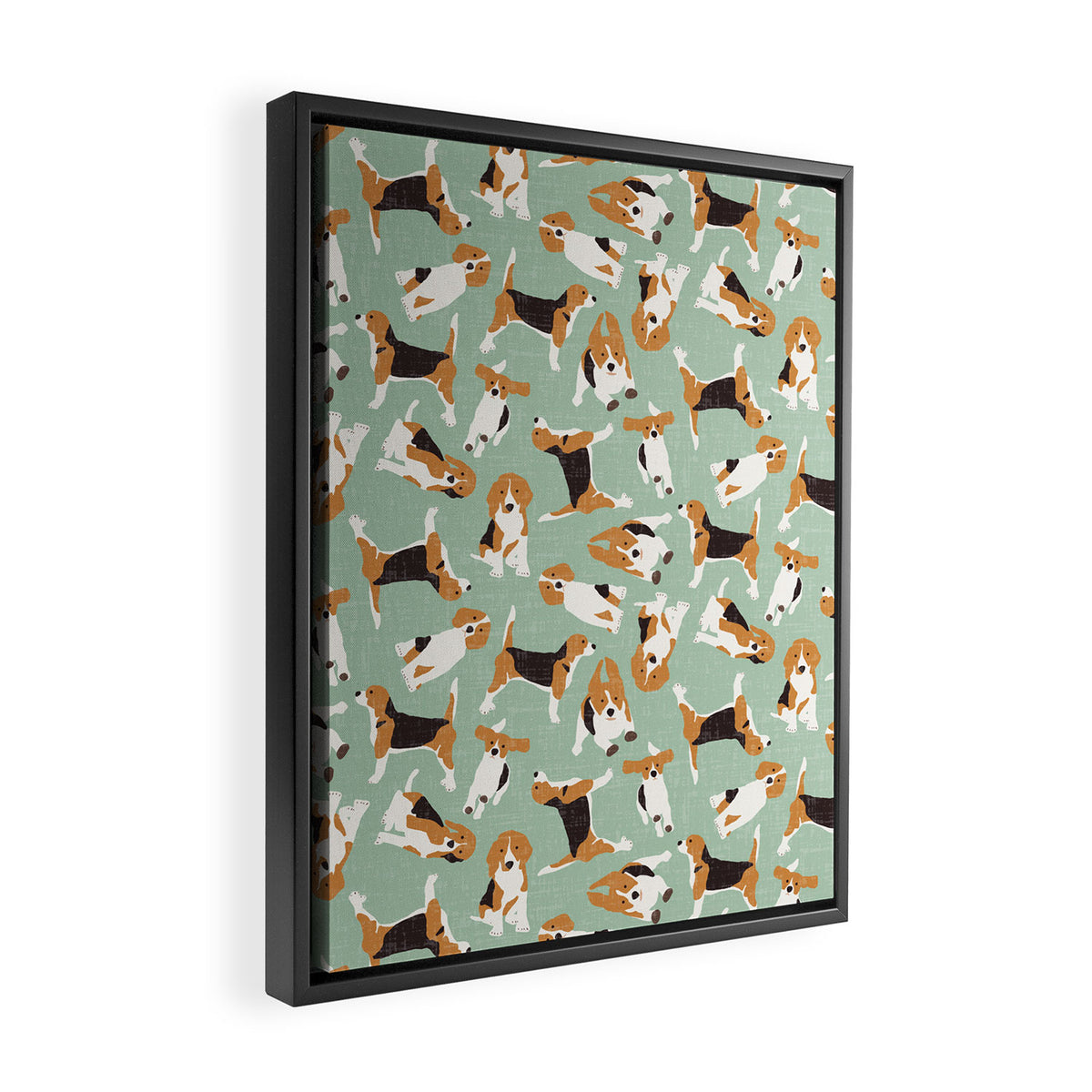 beagle scatter mint Framed Canvas Print Gallery Image 2