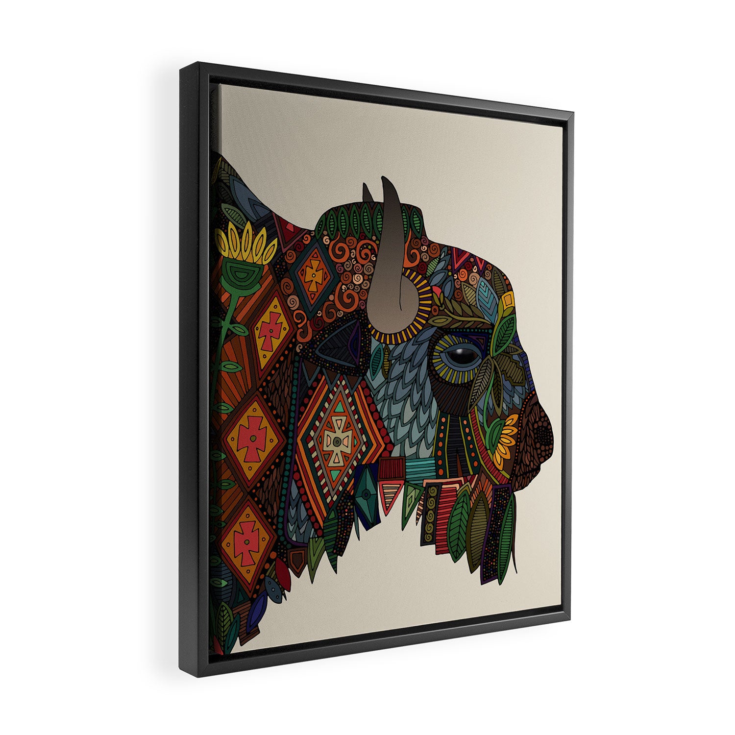 bison bone beige Framed Canvas Print Gallery Image 2