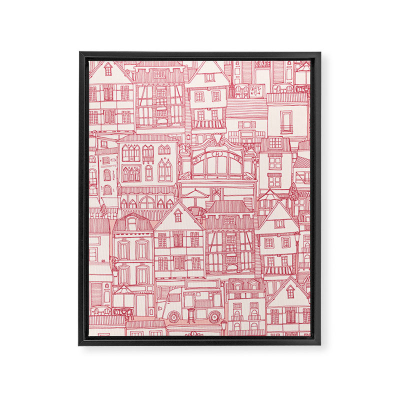 cafe buildings pink Framed Canvas Print Gallery Image 8