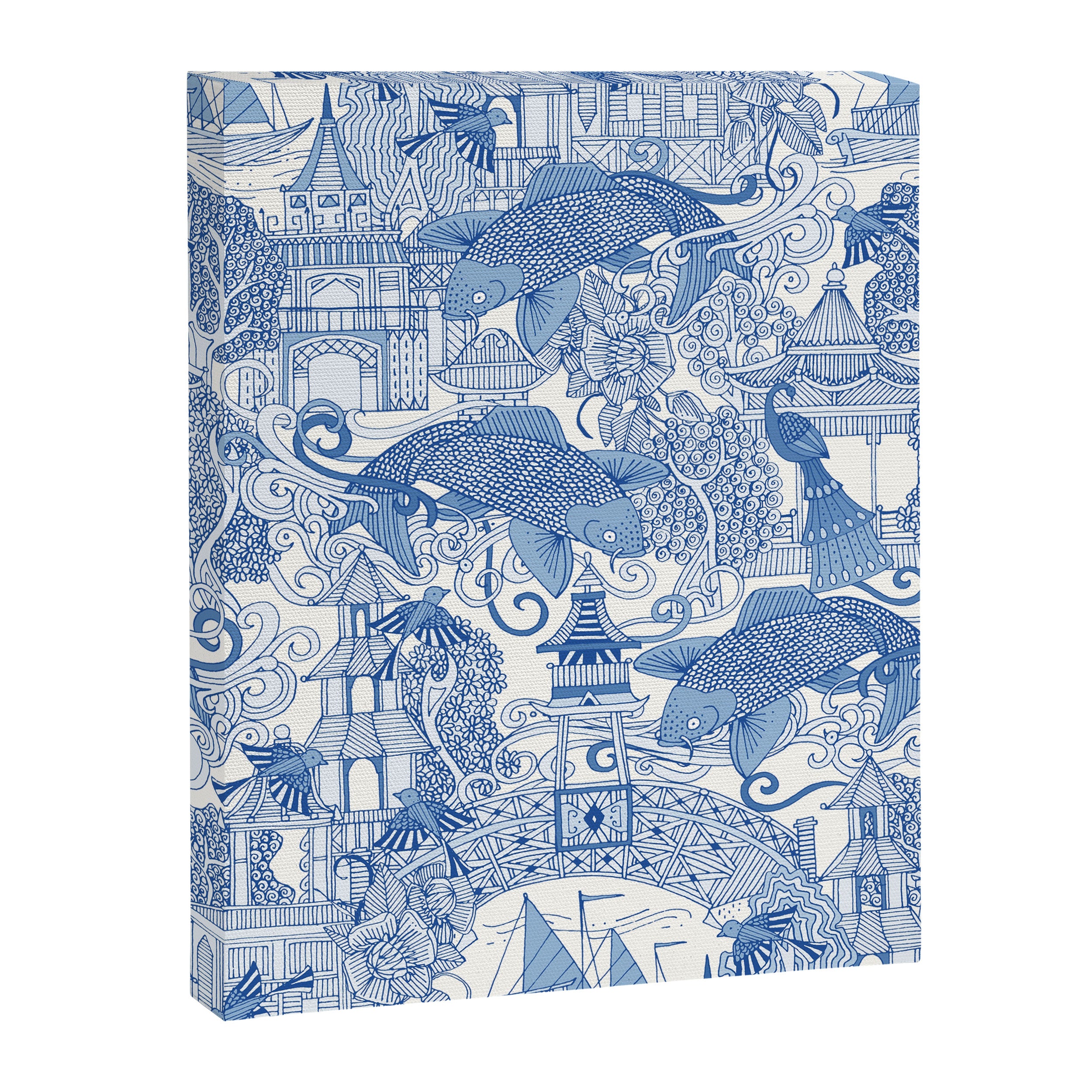 chinoiserie toile blue Canvas Print Gallery Image 8