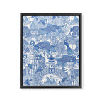 chinoiserie toile blue Framed Canvas Print Gallery Image 8