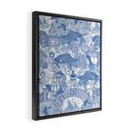 chinoiserie toile blue Framed Canvas Print Gallery Image 2