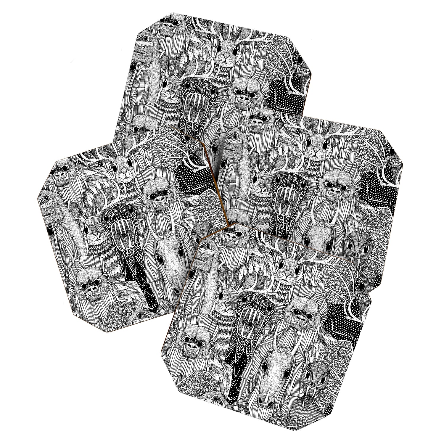 cryptid crowd black white Coaster Gallery Image 1