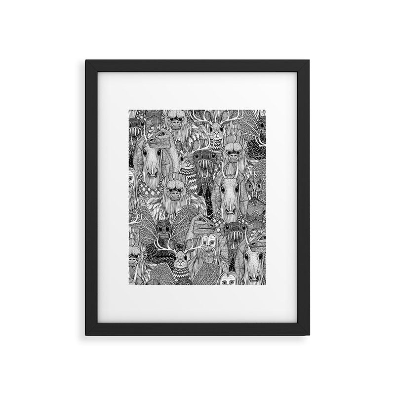 cryptid crowd black white Framed Art Print Gallery Image 6