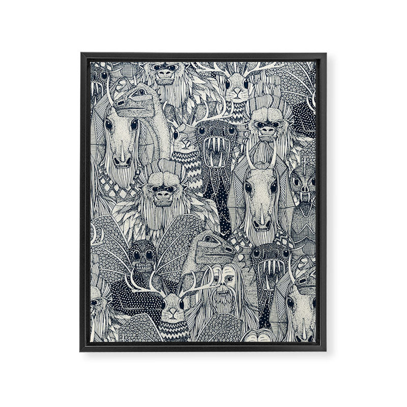 cryptid crowd indigo pearl Framed Canvas Print Gallery Image 8