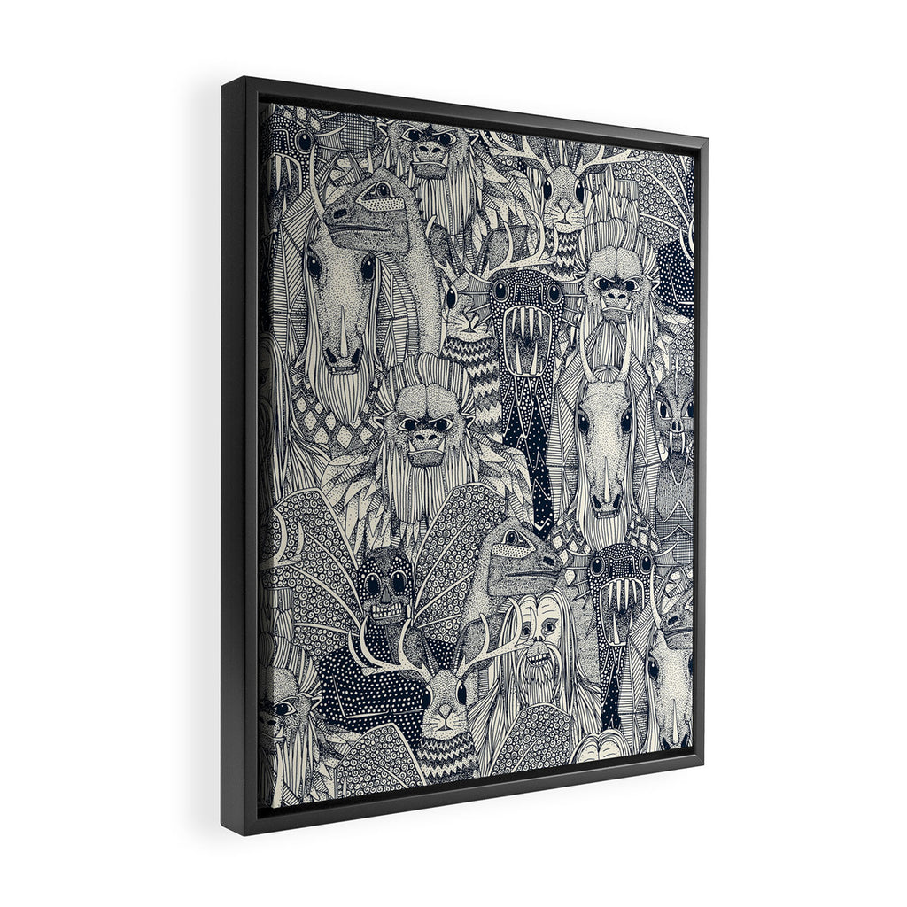 cryptid crowd indigo pearl Framed Canvas Print Gallery Image 2